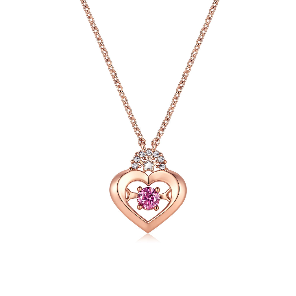 Creamy Mami Spinning Heart Crystal Necklace