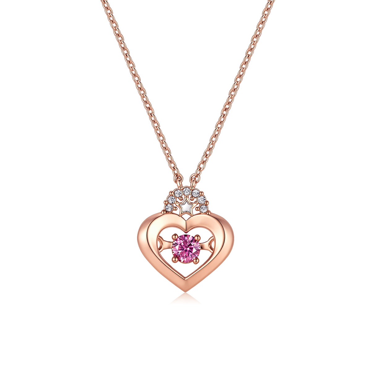 Creamy Mami Spinning Heart Crystal Necklace