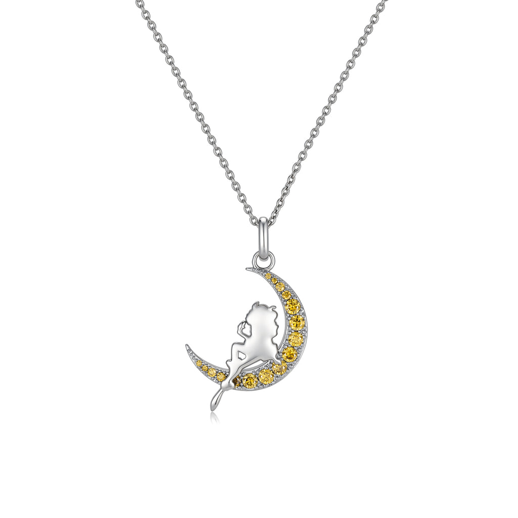 Creamy Mami Moon Moissanite Necklace
