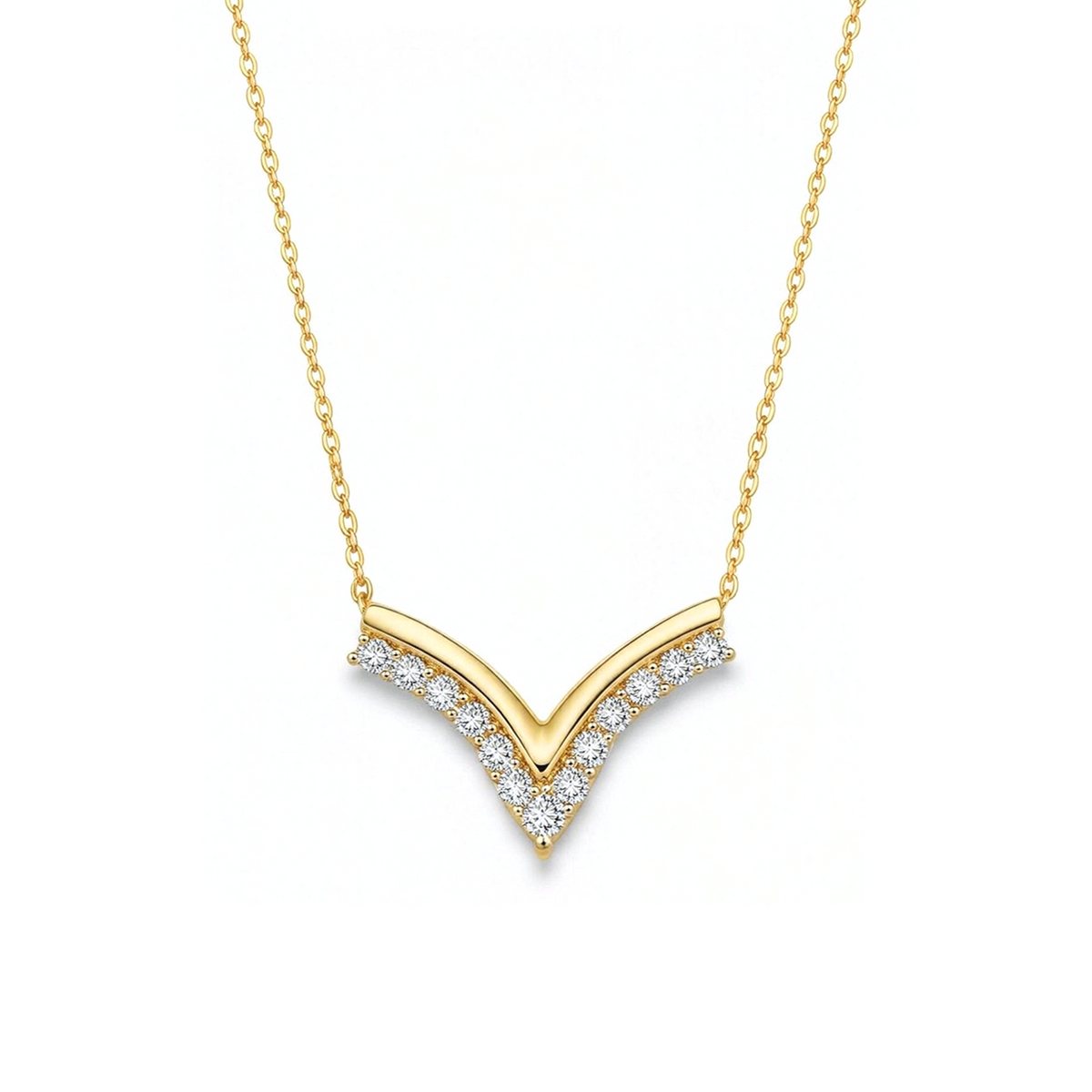 Two-Tone Pavé Chevron Lab-Grown Diamond Necklace